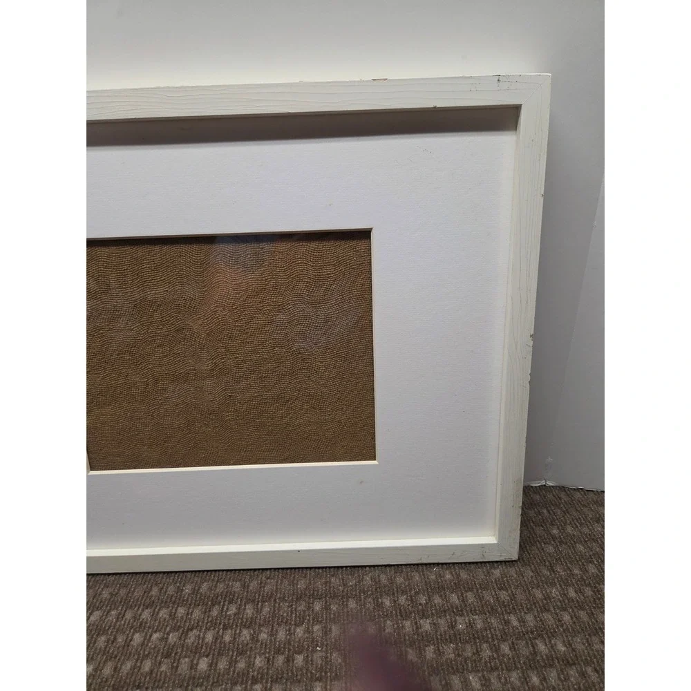 White Wood Grain Picture Frame with White Mat 17.5 x 21.5 Wall Decor